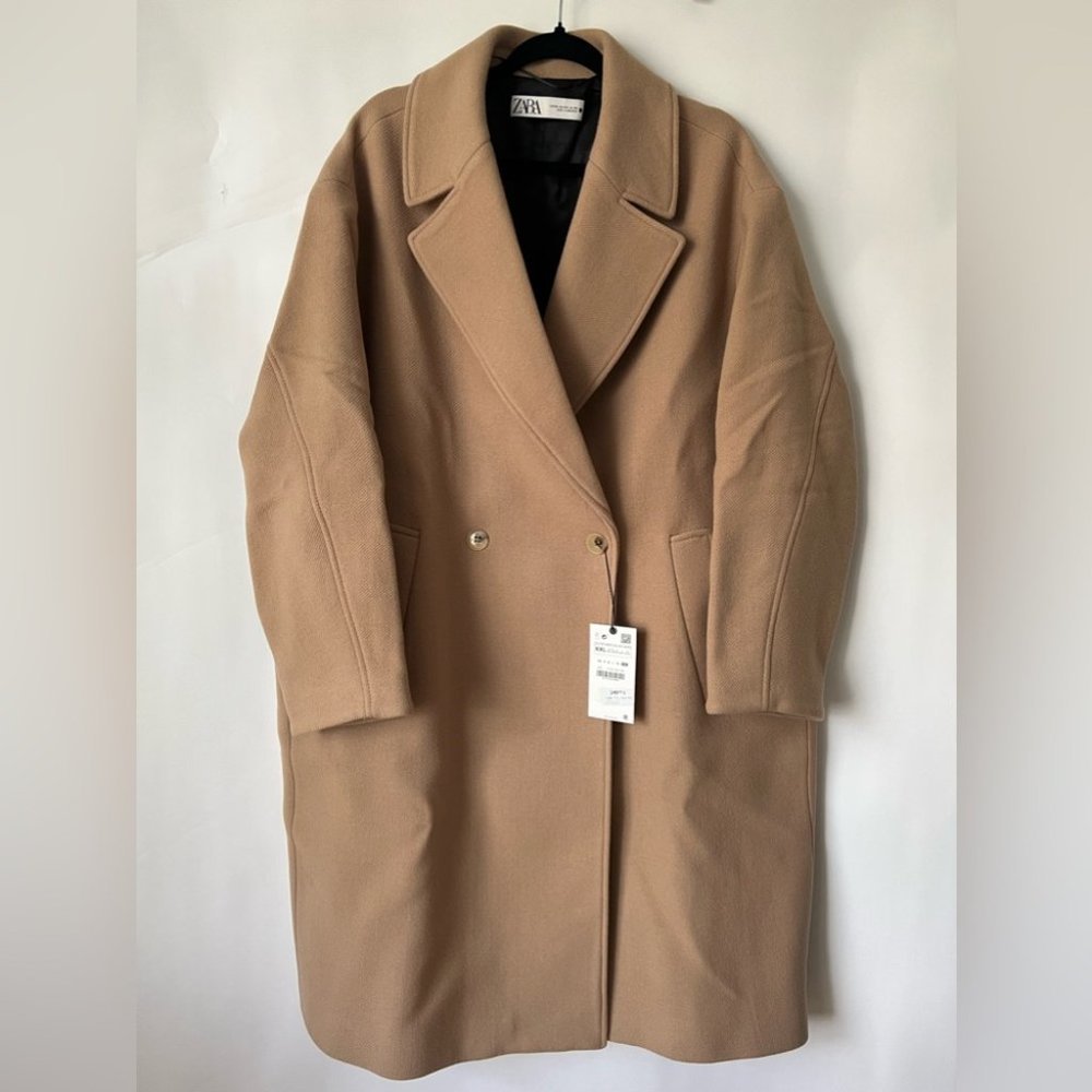 Zara, Women's Wool Blend Double-Breasted Oversized Coat. Size: XXL. NWT.